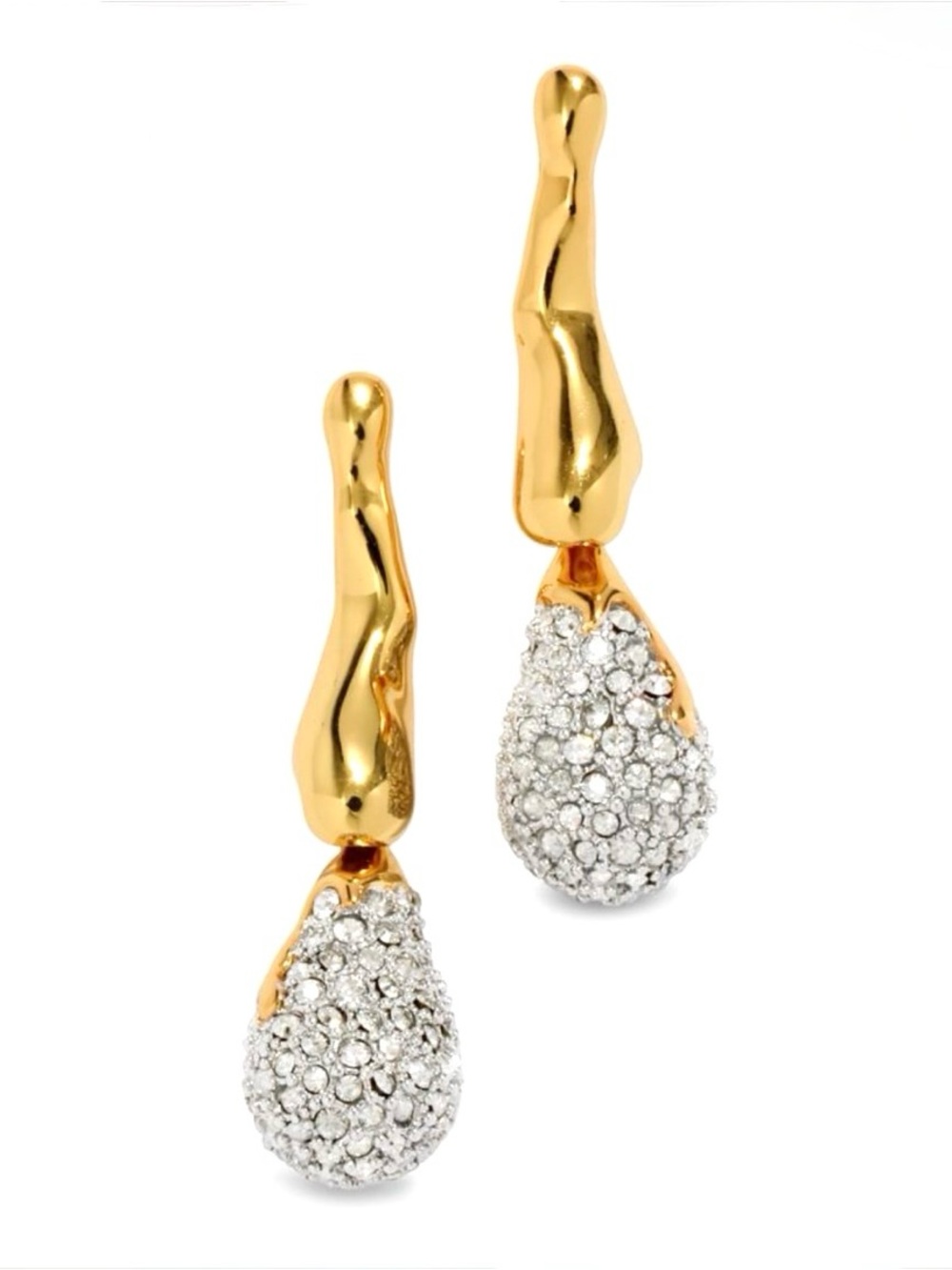 NEW Alexis Bittar Solanales Gold Plated Crystal Dewdrop Earrings Gold Clear JL31 - Picture 3 of 5